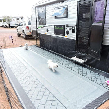 Annexe Mat - Crisscross Plain Centre Grey/Black - Xtend Outdoors
