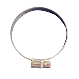 Silver duct clamp on a white background