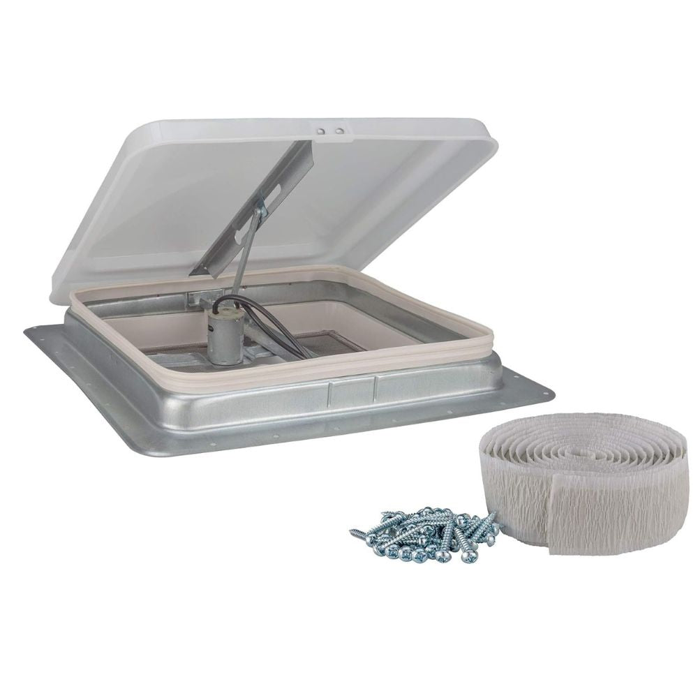 Roof vent with screws and sealing strip on a white background