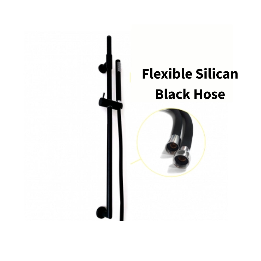 Barka Adjustable Shower Rail Set - Matt Black