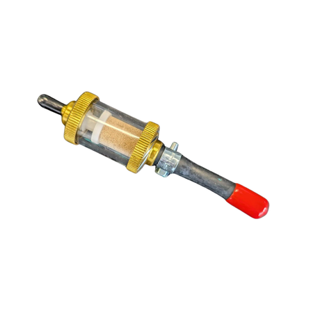 Fuel Filter with gold and red elements on a white background