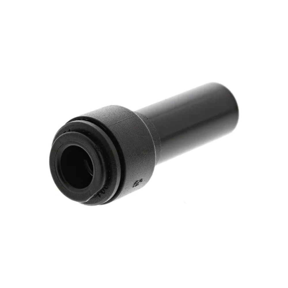 Black cylindrical object on a white background