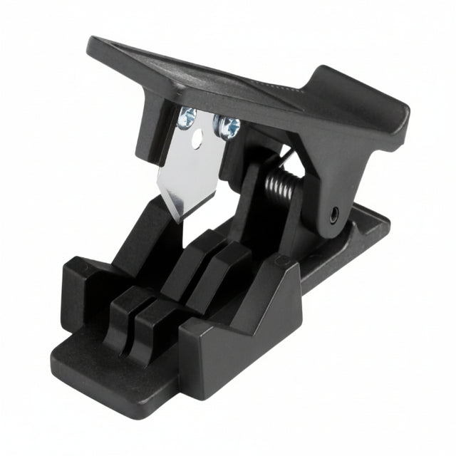 Black plastic tube cutter on a white background