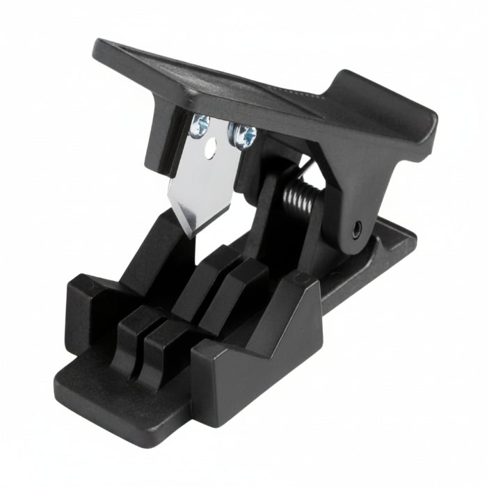 Black plastic tube cutter on a white background