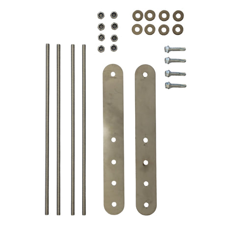bolts, rods, washer, brackets for installation of pole container