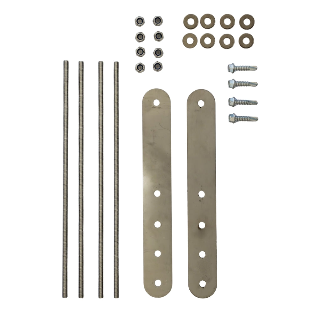 bolts, rods, washer, brackets for installation of pole container
