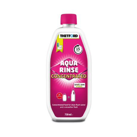 Aqua Rinse Concentrate bottle with bright pink label