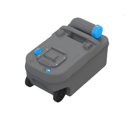 Gray holding Tank with blue knobs on a white background