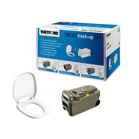 Thetford Toilet Fresh up set showing all components