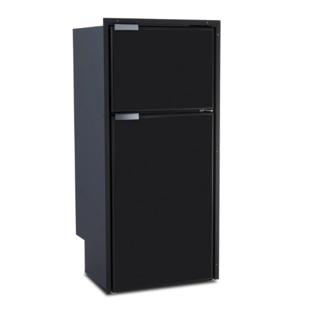 Black double-door fridge-freezer with a capacity of 230 liters, designed by Vitrifrigo